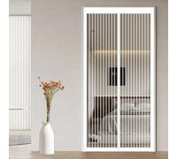 Moustiquaire de Porte Magnétique 98 x 238 cm Maille Ultra Fine Magnetique Rideau Porte Sans Perçage Installation Facile pour La Plupart Les Types de Fenêtres Ou Porte, Blanc