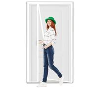 Moustiquaire de Porte Magnétique,Rideaux Toile Insect Ecran Magnétique Moustique Sans Perçage Rideau Anti Moustique Bogues pour portes fenêtres balcon séjour - Blanc,80x215cm