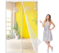 Moustiquaire de Porte Ou Fenetre 90x180 cm, Magnetique Rideau Moustiquaire De Porte Avec Aimants Arrêter autres Insectes Bestioles Profitez de l'été en toute sérénité Blanc, Renforcés
