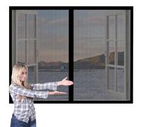 Moustiquaire de Porte Ou Fenetre Magnetique 112 x 147 cm Auto-Adhésif en Maille Rideau Aimantée Fermeture Automatique Sans Perçage pour Couloirs Fenetres Patio, Noir