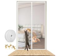 Moustiquaire de porte pour chat - 90 x 210 cm - Robuste - Anti-moustiques - Avec fermeture éclair - Empêche les chiens et les chats de s'échapper de la maison - Pour salon, cuisine, terrasse