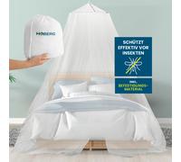 Hoberg Moustiquaire | Moustiquaire pour lit Simple & Double - idéal pour Les Voyages | Baldaquin avec Chevilles, Crochets adhésifs & Sac | Moustiquaire à Mailles Fines - intérieur & extérieur [Blanc]