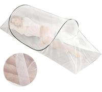 Moustiquaire de voyage pliable et portable ultra légère pour lit simple avec fermeture éclair pour camping, voyage, famille, dortoir réglable