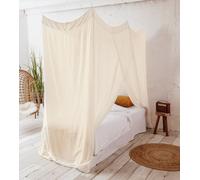 Moustiquaire Deconet en tissu de bambou - Imon - l. 210 x l. 100 cm gris et blanc - 1 personne.