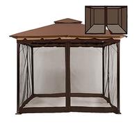 Moustiquaire d'extérieur de 3 x 3 m avec fermeture éclair pour patio, tonnelle, tonnelle, marron, 3 x 3 m