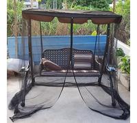 Moustiquaire d'extérieur en maille avec fermeture éclair pour balancelle 23 places Noir 125 x 185 x 205 cm Protection parfaite contre les insectes pour la relaxation du jardin