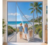 Moustiquaire Double Battant Aimantée 230x220cm Bande lestée en bas pour éviter que le rideau ne se soulève avec le vent Profitez de l'été en Famille Gris