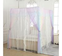 Moustiquaire élégante à 4 coins à double filet avec couverture supérieure anti-poussière pour lit adulte, adolescentes, filles et garçons ; Ciel de lit pour lit simple/double/queen/king size (Multi-C,