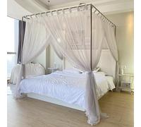 Moustiquaire élégante à 4 Coins de Couleur Unie pour lit Adulte, Adolescentes, Filles et garçons ; Ciel de lit pour lit Double/Double/Queen/King Size (Kaki, Double)