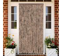 Moustiquaire en Chenille, 100% Polypropylène, Protection Anti-Insectes, Filet Anti-Insectes, Isolation Thermique, Moustiquaire pour Fenêtres, Beige et Marron Foncé, 90 x 220 cm