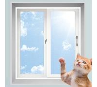 Moustiquaire en maille pour fenêtre de chat - Anti-moustiques - Protection de fenêtre pour chat - Anti-rayures - Pour balcon - 90 x 120 cm - Blanc + blanc
