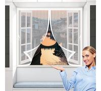 Moustiquaire Enroulable 85 x 90 cm Anti-Moustiques, Anti-Insectes, Maille Ultra-Fine, Installation Facile, Rideau Moustiquaire de Porte pour Porte de Balcon, Cave, Blanc