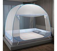 Moustiquaire et lit pliable, lit portable, pour chambre à coucher, extérieur, camping et pique-nique, bleu, 190 x 100 x 100 cm