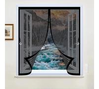 Moustiquaire Fenêtre 100 x 140 cm Anti Mouche Maille Ultra Fine, Protection Contre Les Moustiques, Fermeture Automatique Rideau Anti Moustique pour Tous Types de Fenêtres, Noir