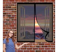Moustiquaire Fenetre 100 x 80 cm Sans Perçage Installation Simple Mosquito Window Magnétique Arrêter Autres Insectes Bestioles pour Tout Type de Fenêtre, Noir