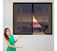 Moustiquaire Fenetre 104 x 115 cm Sans Perçage Installation Simple Rideau en Maille Gaze Moustiquaire Empêche de Passer Les Moustiques, for Window and Door, Noir