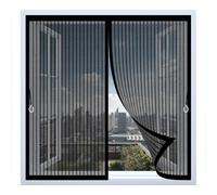 Moustiquaire Fenêtre 110 x 140 cm Anti Mouche Maille Ultra Fine, Protection Contre Les Moustiques, Fermeture Automatique Rideau Anti Moustique pour Tous Types de Fenêtres, Noir