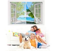 Moustiquaire Fenetre, 120 x 80 cm Moustiquaire AimantéE,Moustiquaire Porte,Insect Ecran, Porte Anti-Moustique Protection De La Famille Et Des Animaux Domestiques【Blanc】