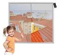 Moustiquaire FenêTre 125x155cm Gris Rideaux Toile Insect Ecran avec Aimants pour Enfants et Animaux de Compagnie sans Percer Version Améliorée