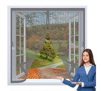 Moustiquaire Fenêtre 130 x 134 cm Anti Mouche Maille Ultra Fine, Protection Contre Les Moustiques, Fermeture Automatique Rideau Anti Moustique pour Tous Types de Fenêtres, Gris