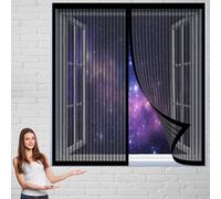 Moustiquaire Fenetre 135 x 125 cm Sans Perçage Fermeture Automatique Rideau Magnétique Anti-Insectes Empêche de Passer Les Moustiques, pour Tout Type de Fenêtre, Noir