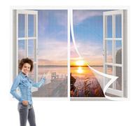 Moustiquaire Fenetre 140 x 140 cm Sans Perçage Fermeture Automatique Ultra Fines Maille Puissants Aimants pour Salon Fenêtre Balcon, Blanc