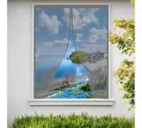 Moustiquaire Fenêtre 164 x 196 cm Anti Mouche Maille Ultra Fine, Protection Contre Les Moustiques, Fermeture Automatique Rideau Anti Moustique pour Tous Types de Fenêtres, Gris