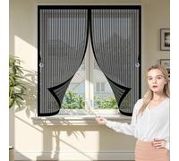 Moustiquaire Fenêtre 210 x 205 cm Anti Mouche Maille Ultra Fine, Protection Contre Les Moustiques, Fermeture Automatique Rideau Anti Moustique pour Tous Types de Fenêtres, Noir