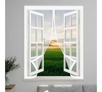 Moustiquaire Fenetre 50 x 110 cm Anti Mouche Maille Ultra Fine, Protection Contre Les Moustiques, Fermeture Automatique Rideau Anti Moustique pour Tous Types de Fenêtres, Blanc
