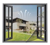 Moustiquaire fenêtre 50x120cm sans percer avec Boucle en nylon fort (Noir)