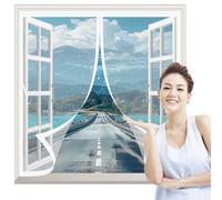 Moustiquaire Fenetre 54 x 66 cm Joint Magnétique de Haut en Bas avec Fermeture Automatique Moustiquaire Magnétique Rideau pour Les Fenêtre de Multi Types, Blanc