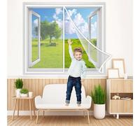 Moustiquaire Fenetre 55x95 cm, Moustiquaire Fenetre Porte Magnétique Mise à Niveau 2024 Anti Mouches pour Couloirs Fenetre Patio Facile à Installer Le Joint d'étanchéité Blanc, Renforcés