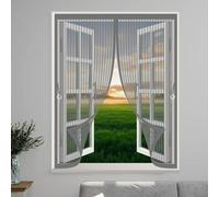 Moustiquaire Fenetre 60 x 170 cm Anti Mouche Maille Ultra Fine, Protection Contre Les Moustiques, Fermeture Automatique Rideau Anti Moustique pour Tous Types de Fenêtres, Gris