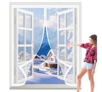 Moustiquaire Fenetre 75 x 150 cm Anti Mouche Maille Ultra Fine, Protection Contre Les Moustiques, Fermeture Automatique Rideau Anti Moustique pour Tous Types de Fenêtres, Blanc