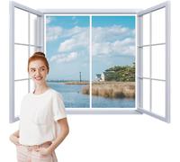 Moustiquaire Fenêtre 75x80cm Rideau de Porte Antimoustique Rideau de Porte Moustiquaire de Séparation en Maille Sans Perçage Ruban Auto Agrippant Blanc