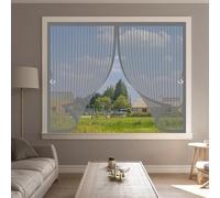 Moustiquaire Fenêtre 85 x 90 cm Anti Mouche Maille Ultra Fine, Protection Contre Les Moustiques, Fermeture Automatique Rideau Anti Moustique pour Tous Types de Fenêtres, Gris