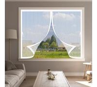 Moustiquaire Fenêtre 85 x 90 cm Anti Mouche Maille Ultra Fine, Protection Contre Les Moustiques, Fermeture Automatique Rideau Anti Moustique pour Tous Types de Fenêtres, Blanc