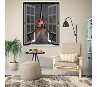 Moustiquaire Fenetre 90 x 100 cm Anti Mouche Maille Ultra Fine, Protection Contre Les Moustiques, Fermeture Automatique Rideau Anti Moustique pour Tous Types de Fenêtres, Noir