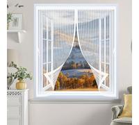 Moustiquaire Fenetre 90 x 115 cm Anti Mouche Maille Ultra Fine, Protection Contre Les Moustiques, Fermeture Automatique Rideau Anti Moustique pour Tous Types de Fenêtres, Blanc