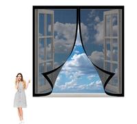 Moustiquaire Fenetre 99 x 131 cm Sans Perçage Fermeture Automatique Facile à Installer Fermeture Automatique pour Tout Type de Fenêtre, Noir