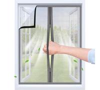 Moustiquaire Fenetre Adhésive avec Fermeture Éclair | Dimensions sur Mesure | Bande auto-agrippante Transparent et Maille PP Respirante | Réutilisable & Lavable | plusieurs tailles universelles | Gris