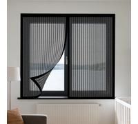 Moustiquaire Fenêtre Aimantée 115 x 155 cm Perçage Maille Ultra Fine Aimantée Auto Adhésif en Maille Amovible, Facile à Installer Adaptée à Toutes Fenêtres, Noir