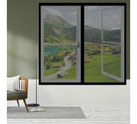 Moustiquaire Fenêtre Aimantée 140 x 155 cm Perçage Maille Ultra Fine Filet Anti Insectes Sans Espace, Amovible, Facile à Installer pour Chambre, Couloirs, Porte Patio, Noir