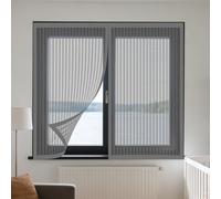 Moustiquaire Fenêtre Aimantée 180 x 100 cm Perçage Maille Ultra Fine Aimantée Auto Adhésif en Maille Amovible, Facile à Installer Adaptée à Toutes Fenêtres, Gris
