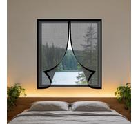 Moustiquaire Fenêtre Aimantée 50 x 80 cm Aimants Puissants Fermeture Fermeture Automatique Rideau en Maille Installation Facile pour Chambre, Couloirs, Porte Patio, Noir