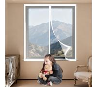 Moustiquaire Fenêtre Aimantée 50 x 80 cm Perçage Maille Ultra Fine Moustiquaire Porte Fenetre Amovible, Facile à Installer Adaptée à Toutes Fenêtres, Blanc