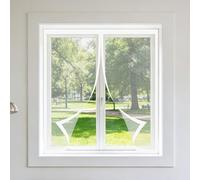 Moustiquaire Fenêtre Aimantée 60 x 60 cm Aimants Puissants Fermeture Moustiquaire Fenêtre Anti Insectes Amovible, Facile à Installer pour Chambre, Couloirs, Porte Patio, Blanc
