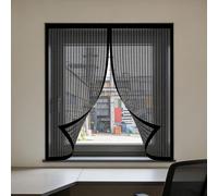 Moustiquaire Fenêtre Aimantée 70 x 130 cm Aimants Puissants Fermeture Moustiquaire Porte Sans Percer Sans Espace, Amovible, Facile à Installer Adaptée à Toutes Fenêtres, Noir