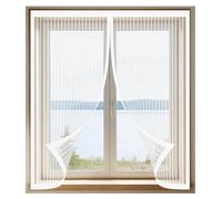 Moustiquaire Fenêtre Aimantée 70 x 130 cm Automatiquementfermé, Sans Percer Rideaux Anti Mouche Amovible, Facile à Installer pour Balcon, Chambre et Salon, Blanc