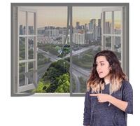 Moustiquaire Fenêtre Aimantée 70 x 95 cm Perçage Maille Ultra Fine Fermeture Automatique Rideau en Maille Amovible, Facile à Installer Adaptée à Toutes Fenêtres, Gris